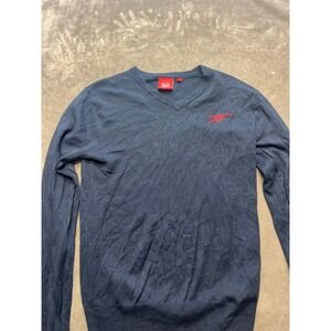 Arsenal FC Navy Blue V Neck Sweater Mens Small‎ Embroidered Cannon Logo